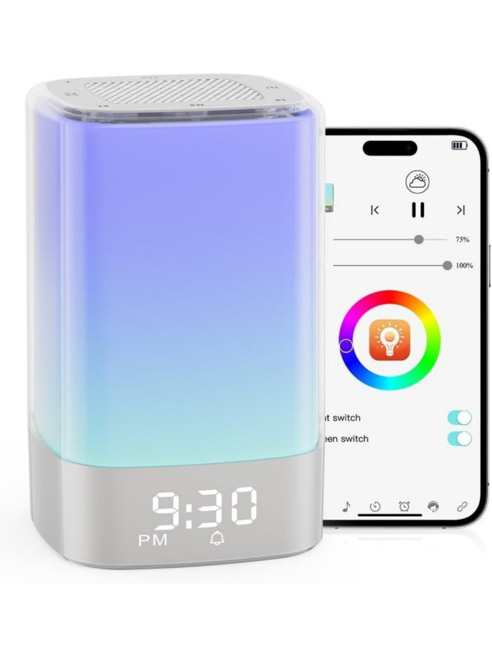 Soothing Sound Machine with 32 Sounds, Alarm Clock, Night Light & Bluetooth